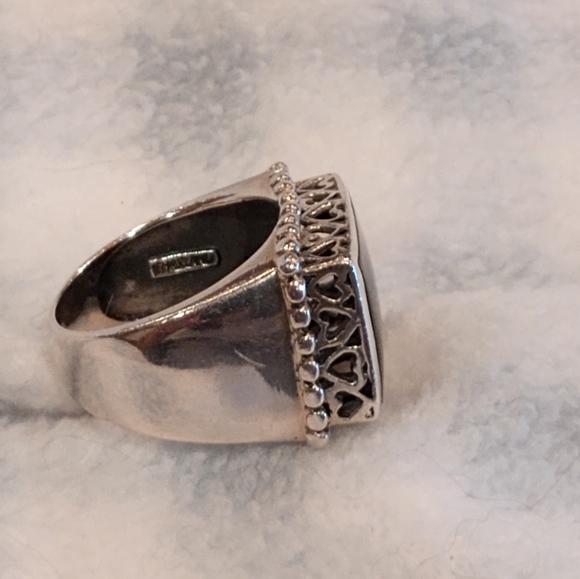 Black Onyx and Sterling Silver Statement Ring. Size 7 Vintage - Picture 4 of 7